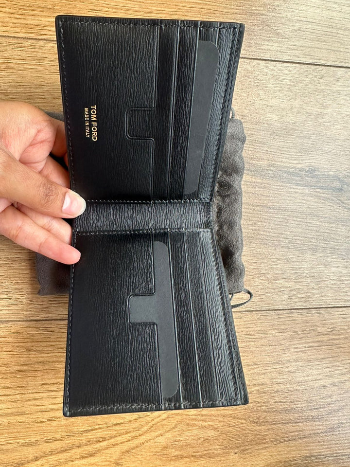 Tom Ford Black Logo Textured Wallet