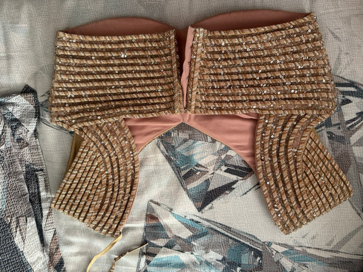 Amit Aggarwal Crystalvein Top And Skirt Set