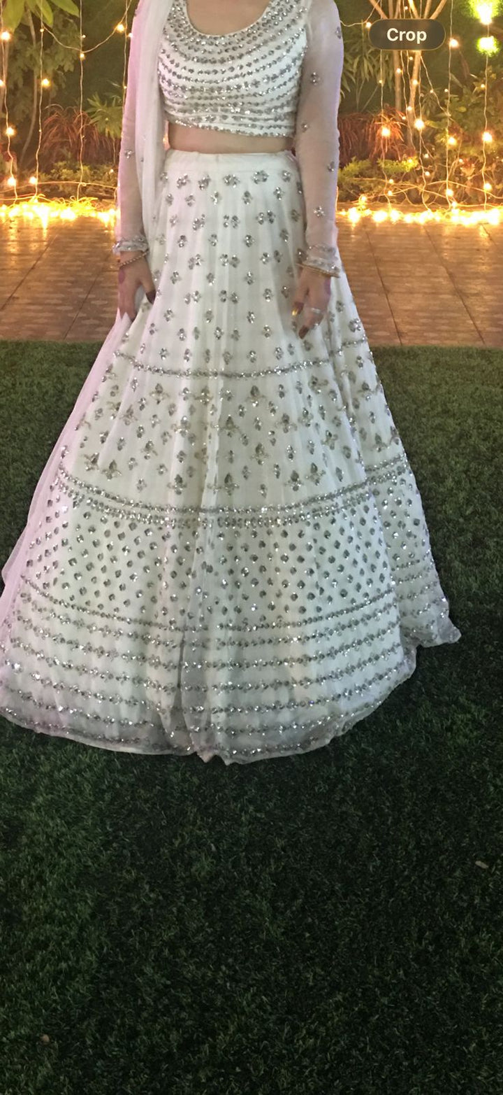Astha Narang Grey And Silver Sequin Lehenga Set