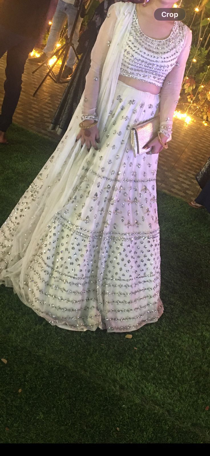 Astha Narang Grey And Silver Sequin Lehenga Set