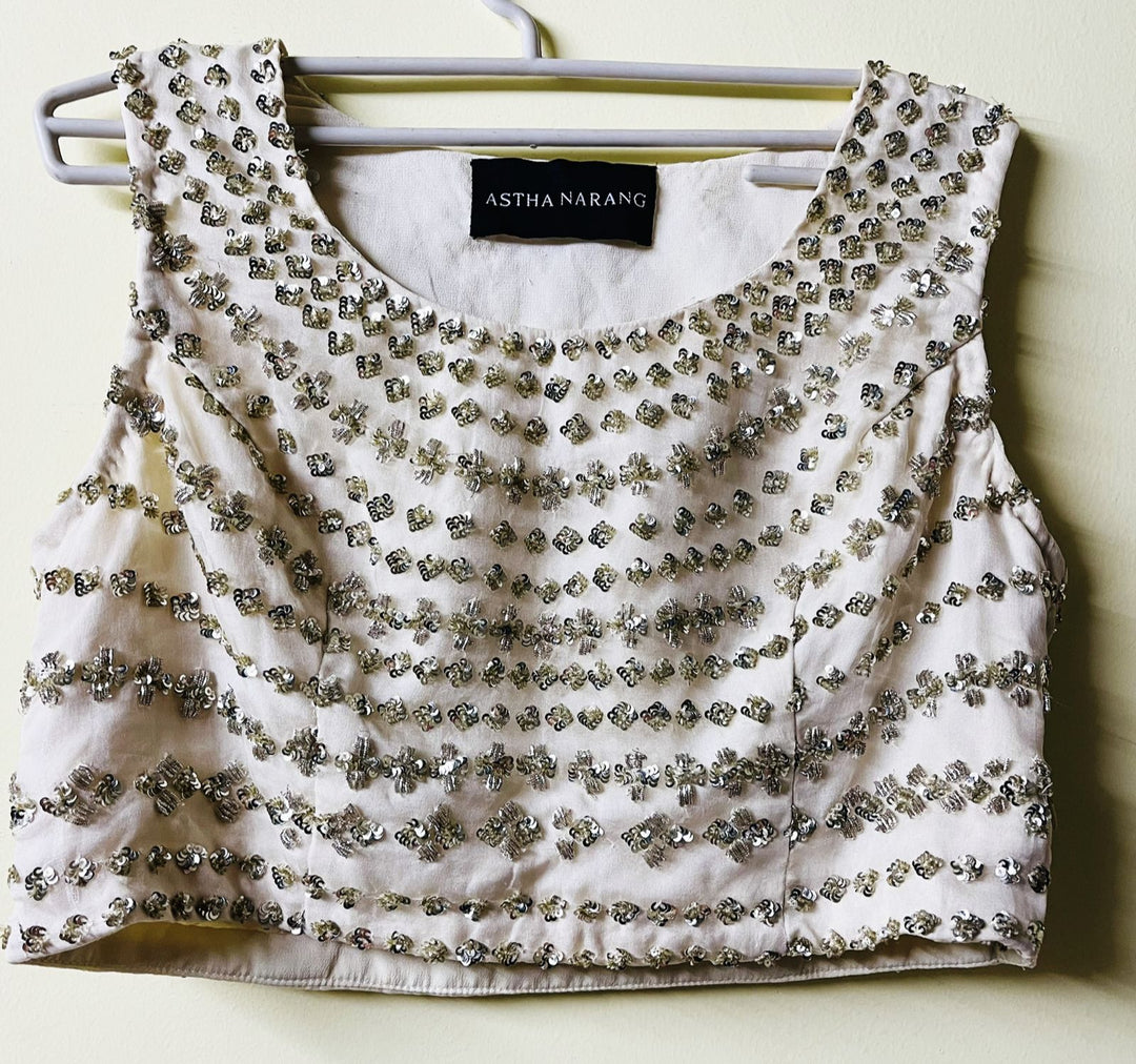Astha Narang Grey And Silver Sequin Lehenga Set