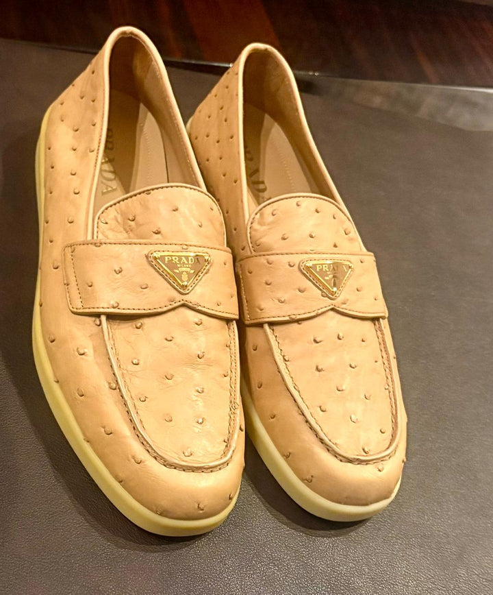 Prada Ostrich Leather Loafers Size 9.5