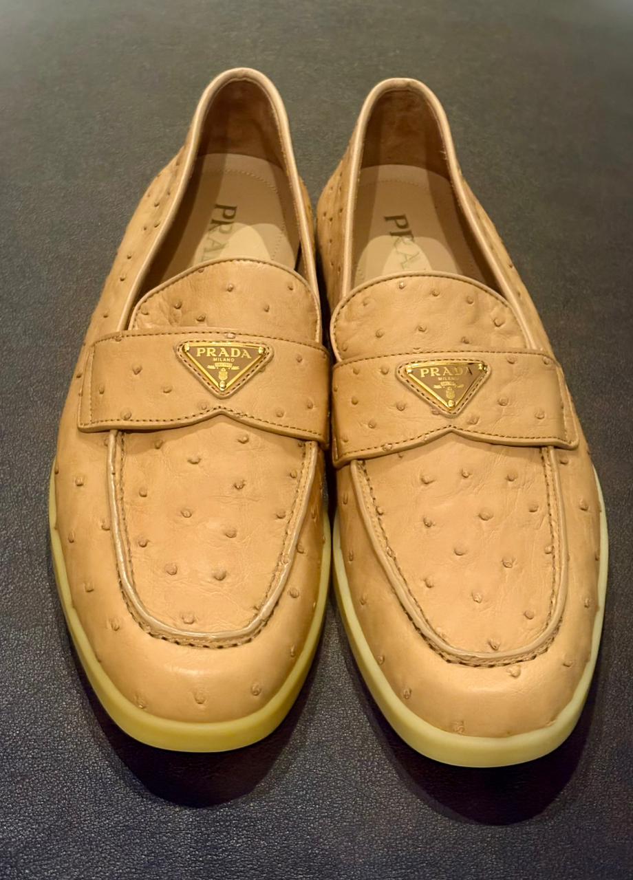 Prada Ostrich Leather Loafers Size 9.5