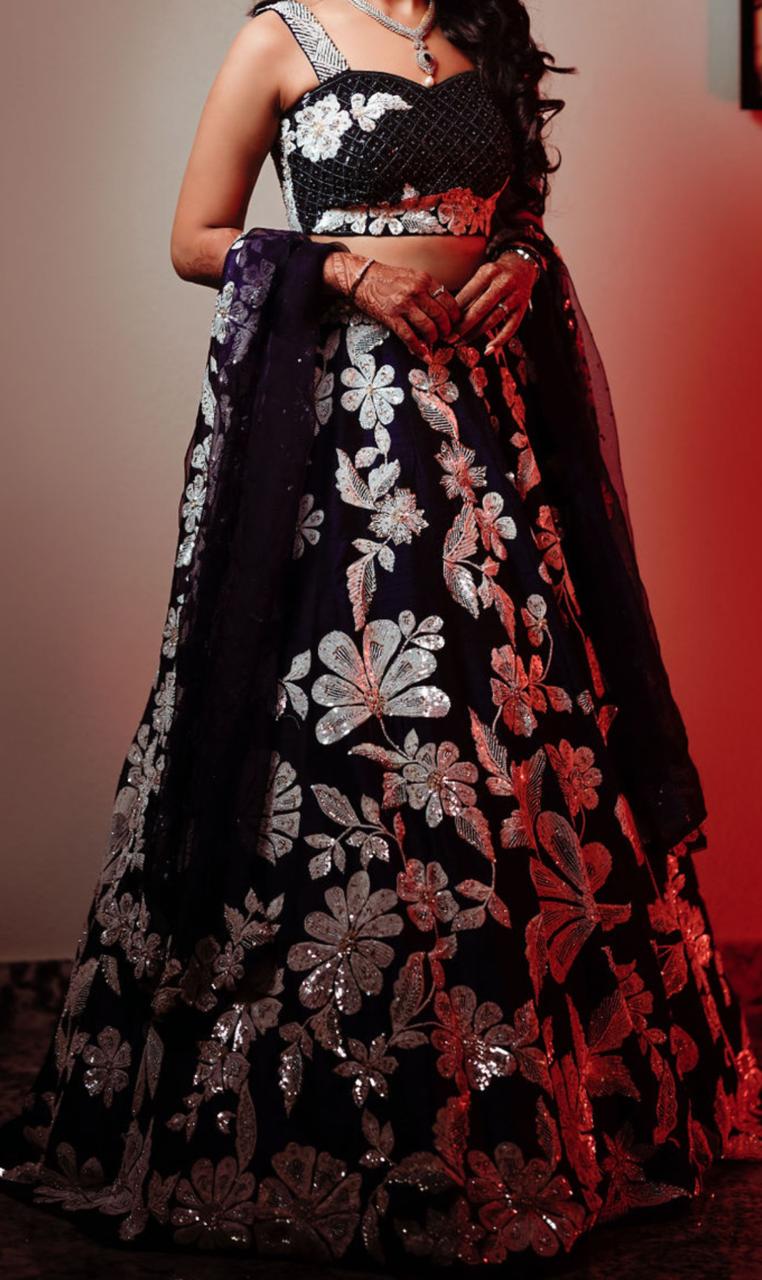 Seema Gujral Floral Embroidered Lehenga Set