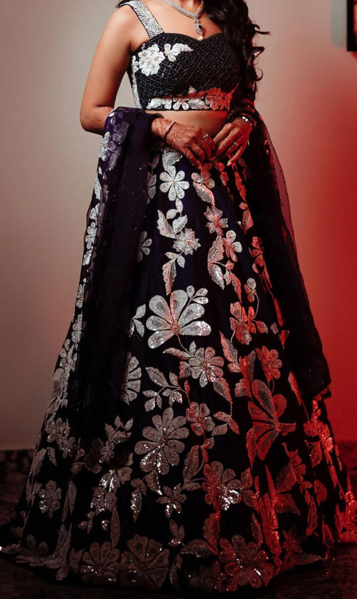 Seema Gujral Floral Embroidered Lehenga Set
