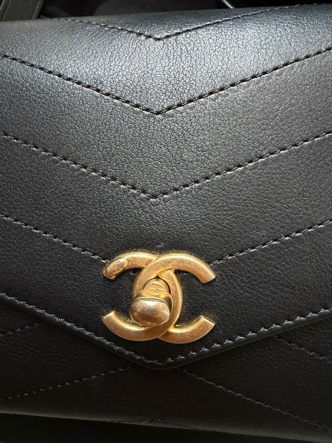 Chanel Calfskin Chevron Stitched Coco Waist Bag