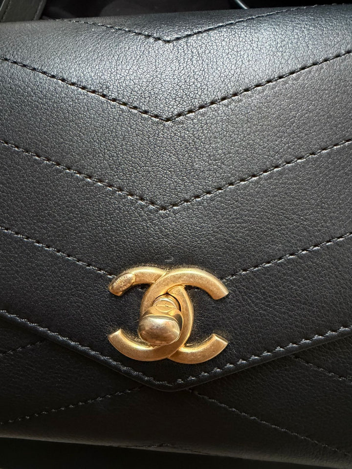 Chanel Calfskin Chevron Stitched Coco Waist Bag