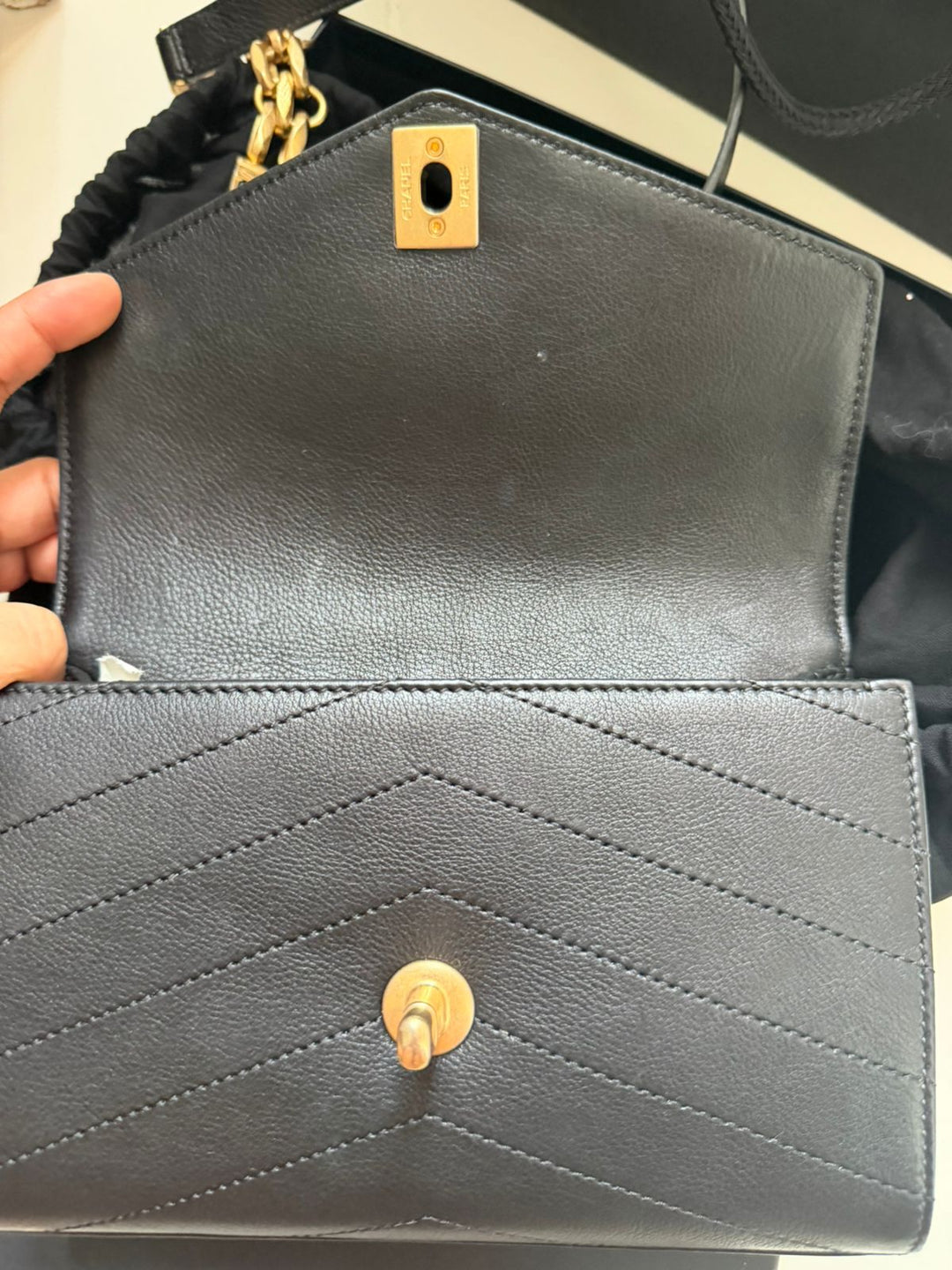 Chanel Calfskin Chevron Stitched Coco Waist Bag