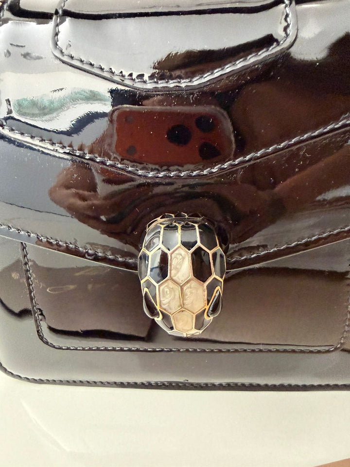 Bvlgari Burgundy Serpenti Forever Flap Top Handle Bag