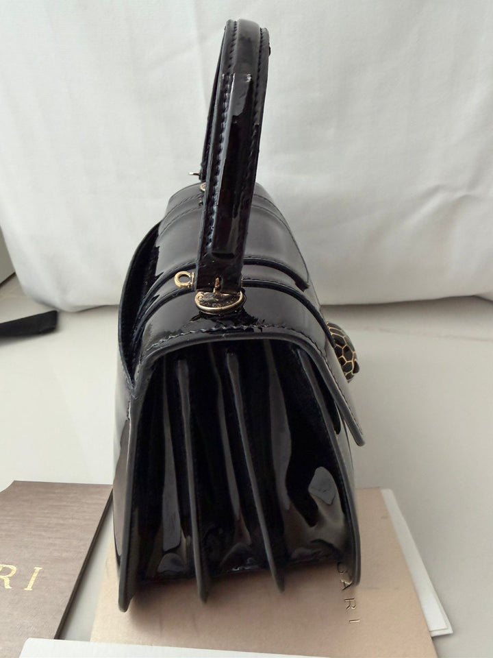 Bvlgari Burgundy Serpenti Forever Flap Top Handle Bag