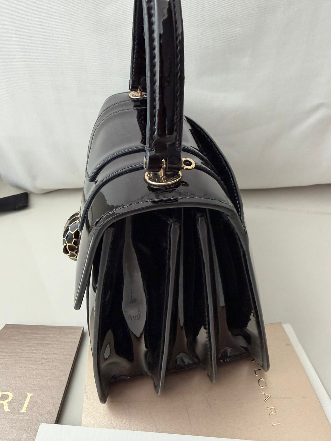 Bvlgari Burgundy Serpenti Forever Flap Top Handle Bag