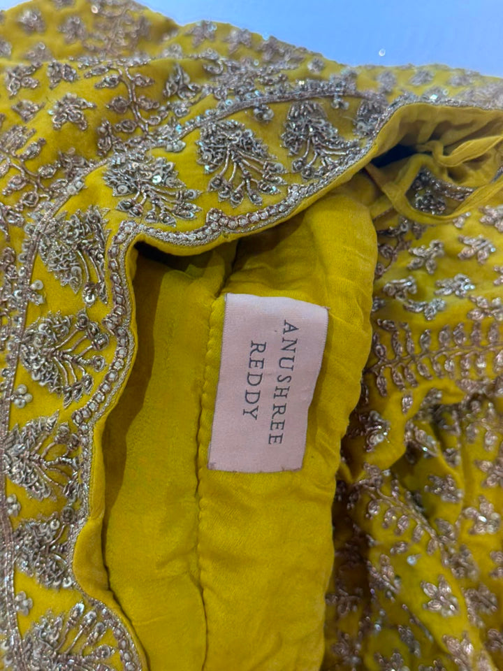 Anushree Reddy Lime Green Organza Lehenga Set