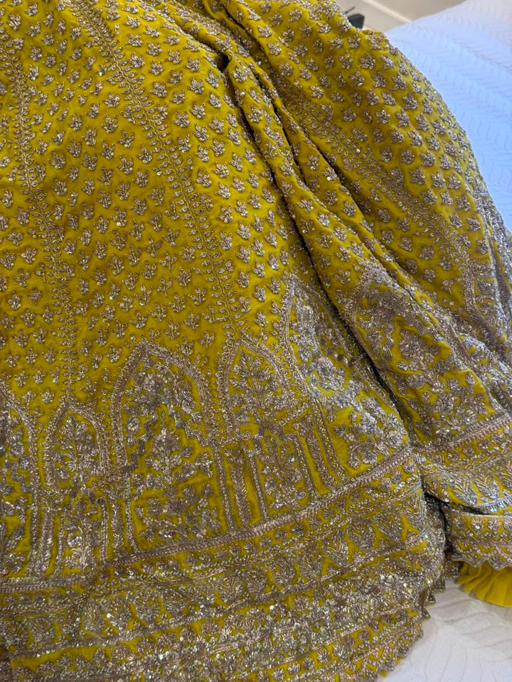 Anushree Reddy Lime Green Organza Lehenga Set