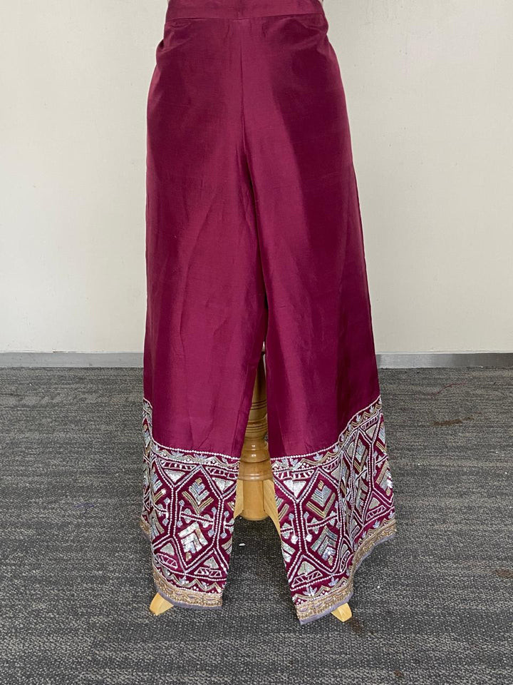 Manish Malhotra Wine Embroidered Jacket Set