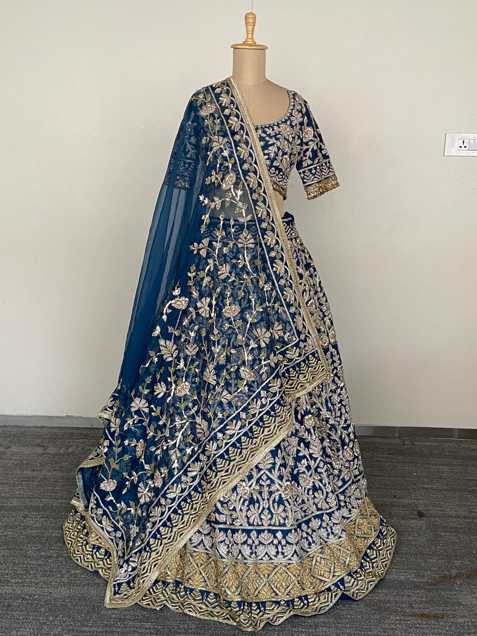 Manish Malhotra Midnight Blue Couture Bridal Lehenga Set