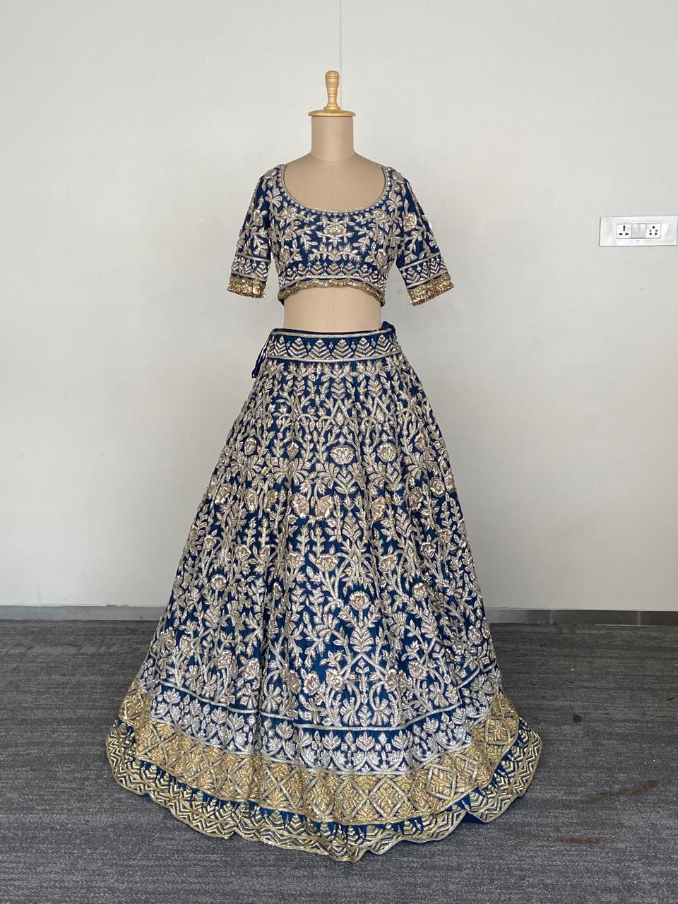 Manish Malhotra Midnight Blue Couture Bridal Lehenga Set