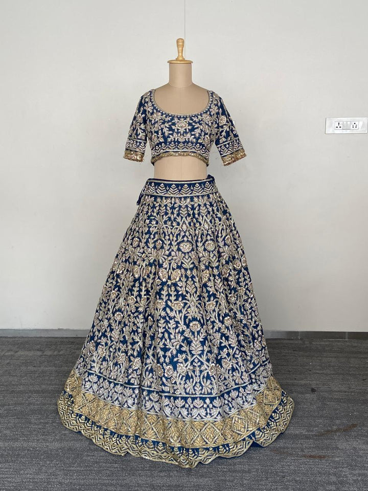 Manish Malhotra Midnight Blue Couture Bridal Lehenga Set