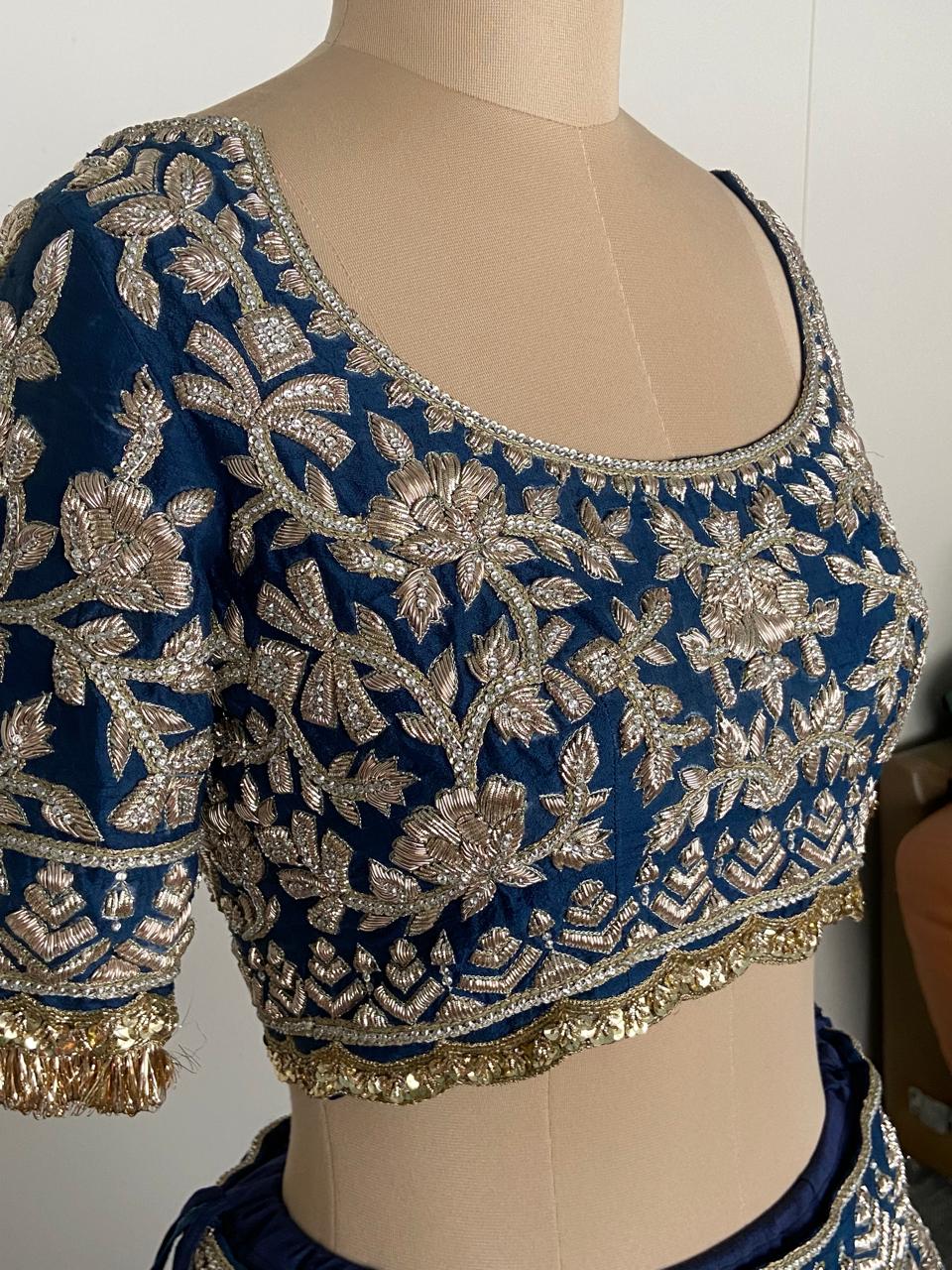 Manish Malhotra Midnight Blue Couture Bridal Lehenga Set
