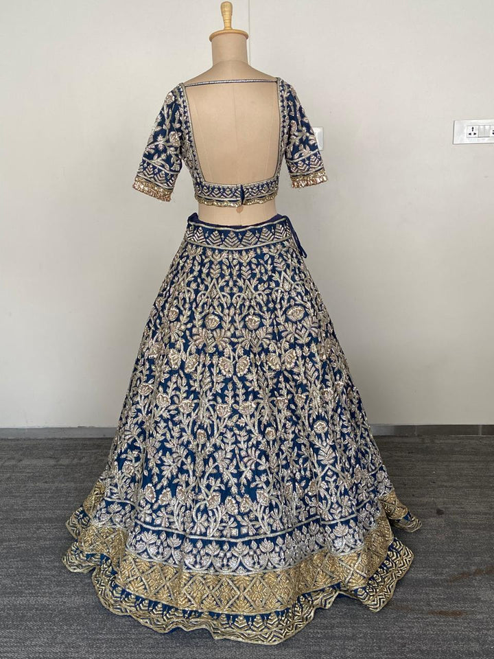 Manish Malhotra Midnight Blue Couture Bridal Lehenga Set