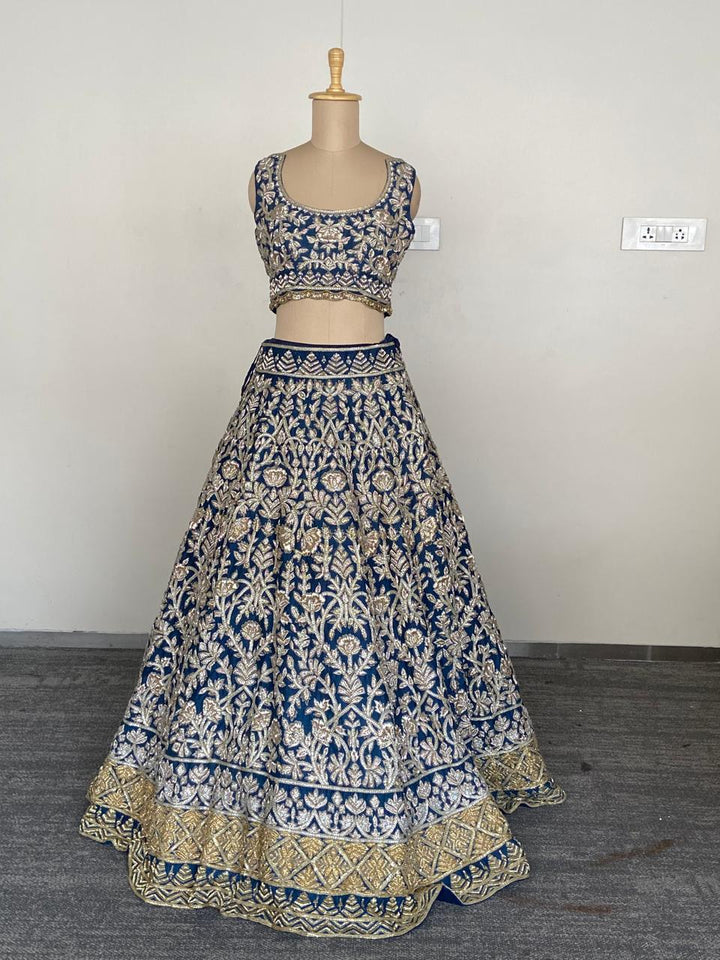 Manish Malhotra Midnight Blue Couture Bridal Lehenga Set