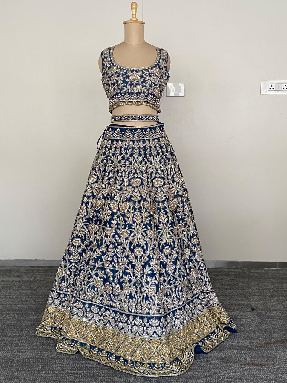 Manish Malhotra Midnight Blue Couture Bridal Lehenga Set