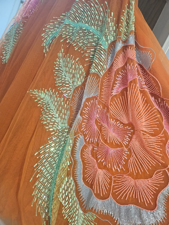 Papa Don't Preach Embellished Orange Lehenga Set