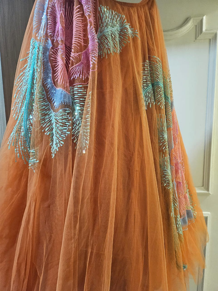 Papa Don't Preach Embellished Orange Lehenga Set