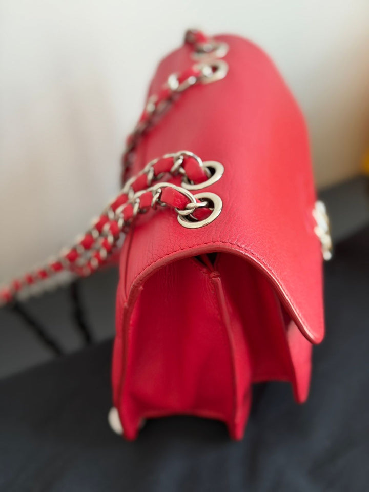 Chanel CC Box Small Red Grained Calfskin Shoulder Bag