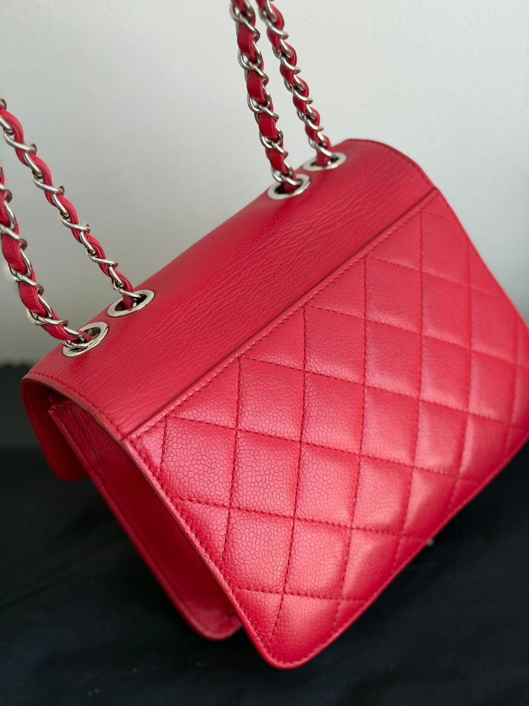 Chanel CC Box Small Red Grained Calfskin Shoulder Bag
