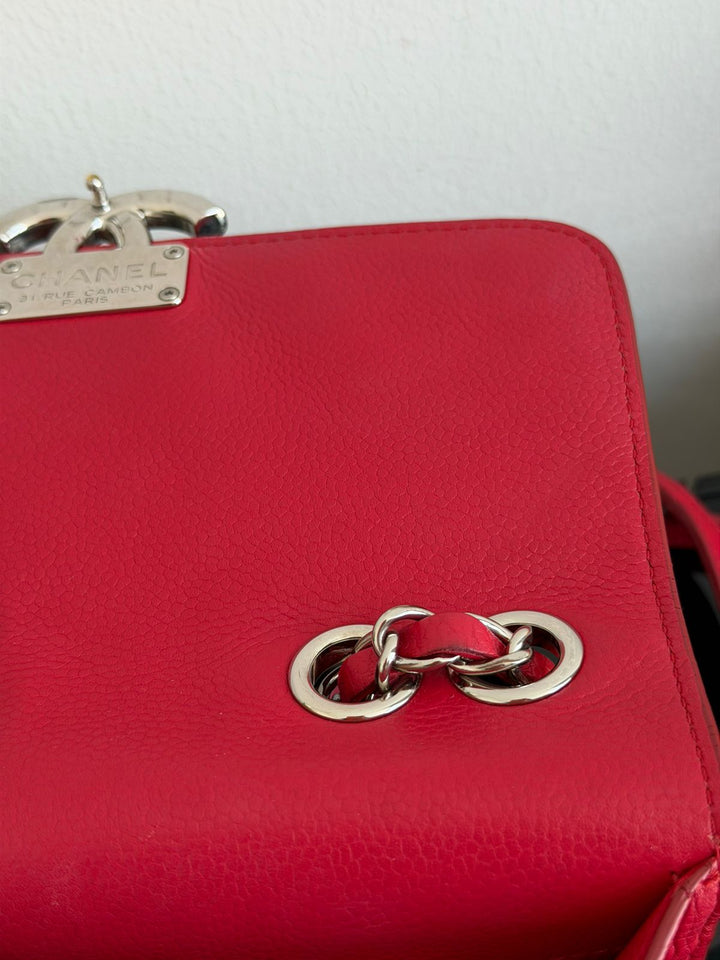 Chanel CC Box Small Red Grained Calfskin Shoulder Bag