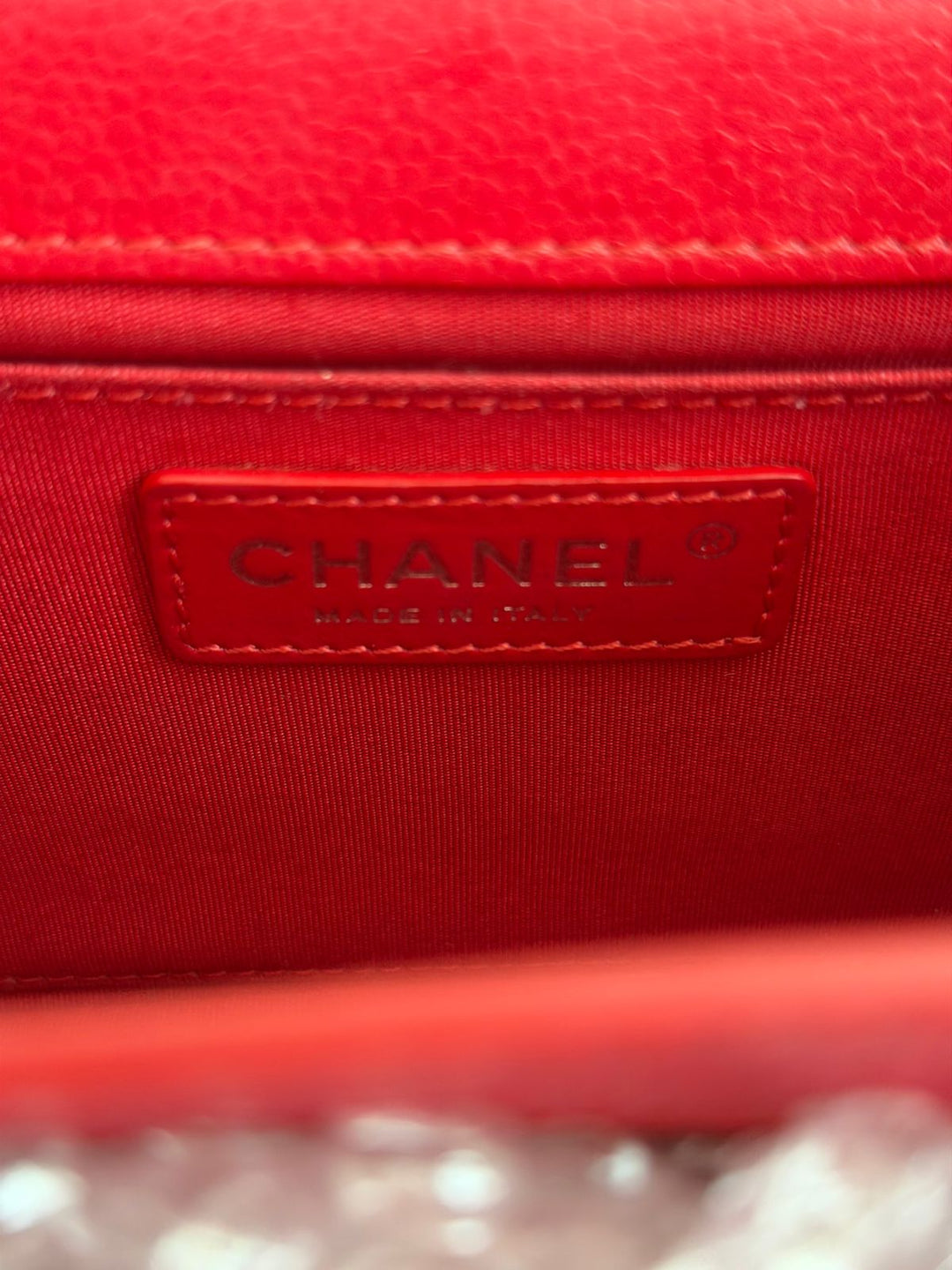 Chanel CC Box Small Red Grained Calfskin Shoulder Bag