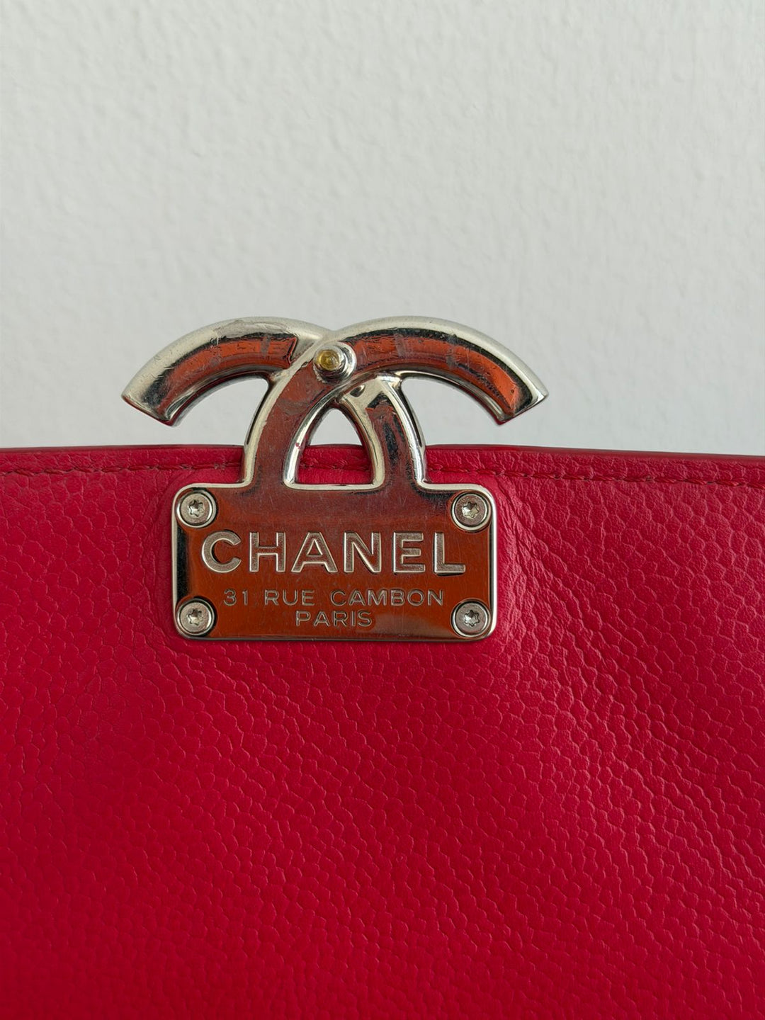 Chanel CC Box Small Red Grained Calfskin Shoulder Bag