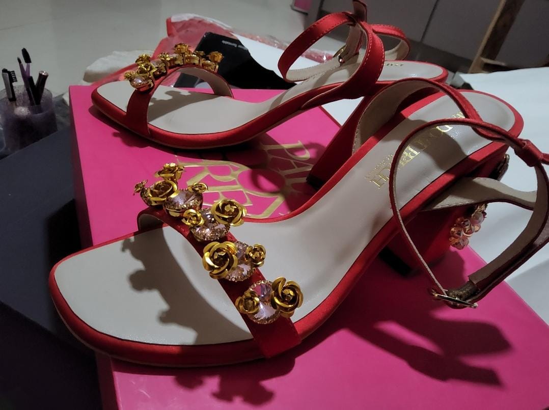 Papa Don't Preach Flaming Katy Embroidered Block Heels Size 40