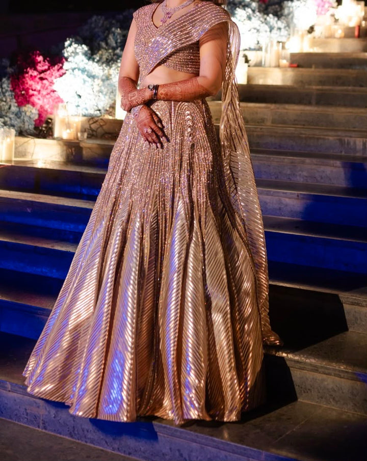 Amit Aggarwal Crystalvein Top And Skirt Set