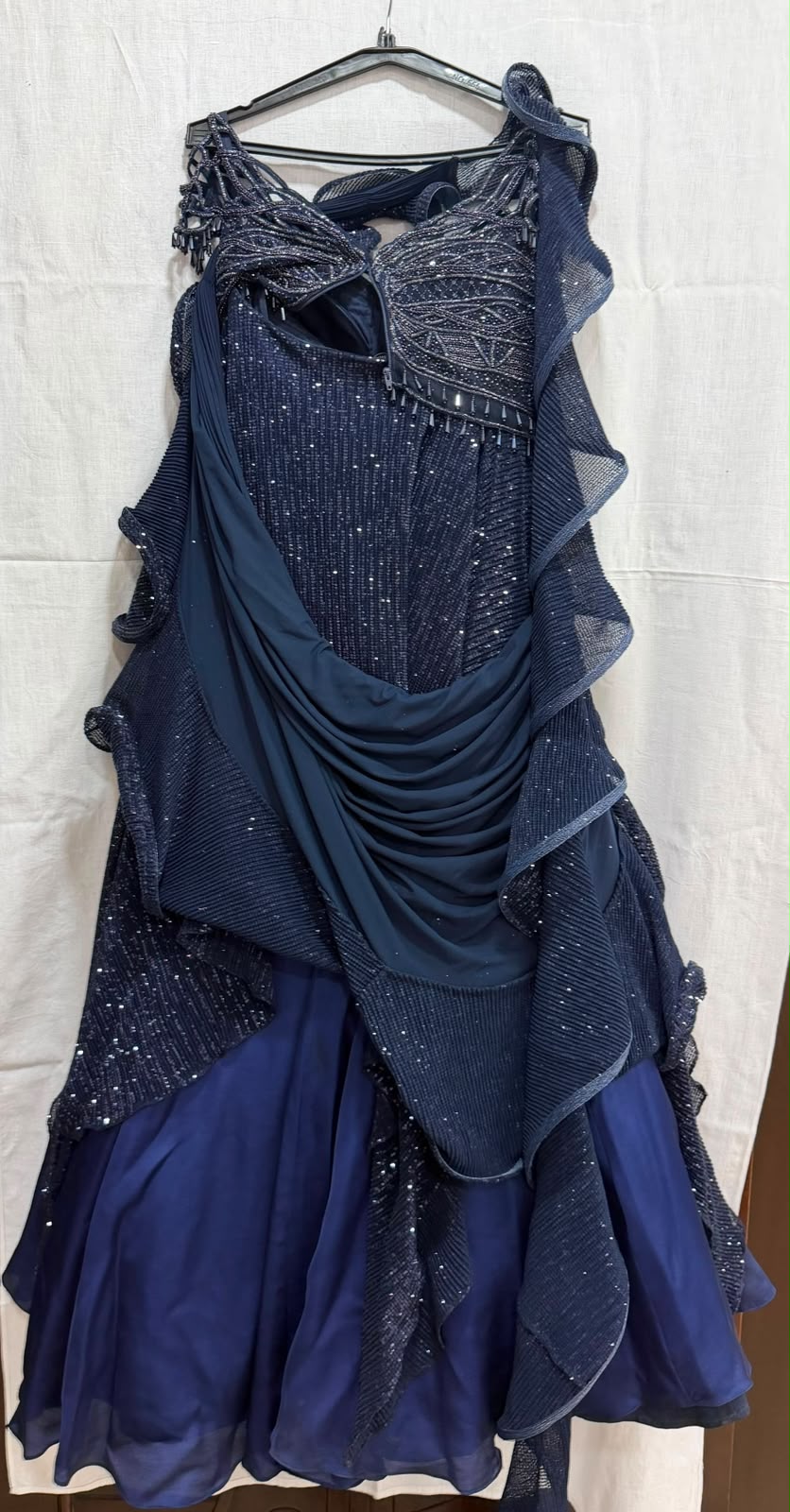 Kamaali Couture Embellished Blue Lehenga Set