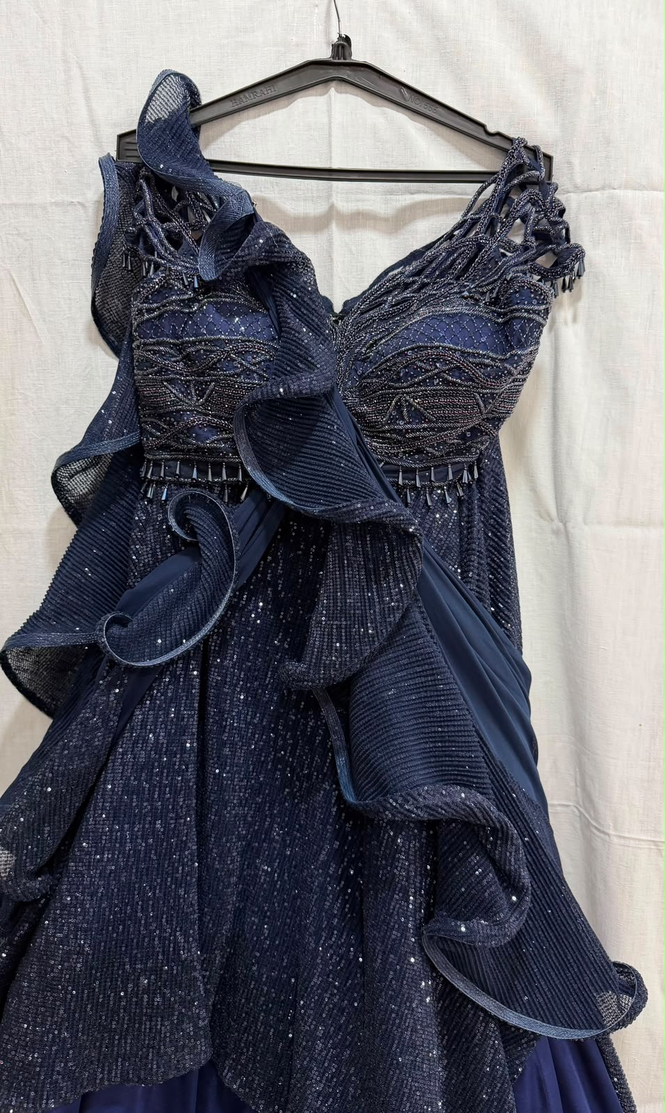 Kamaali Couture Embellished Blue Lehenga Set