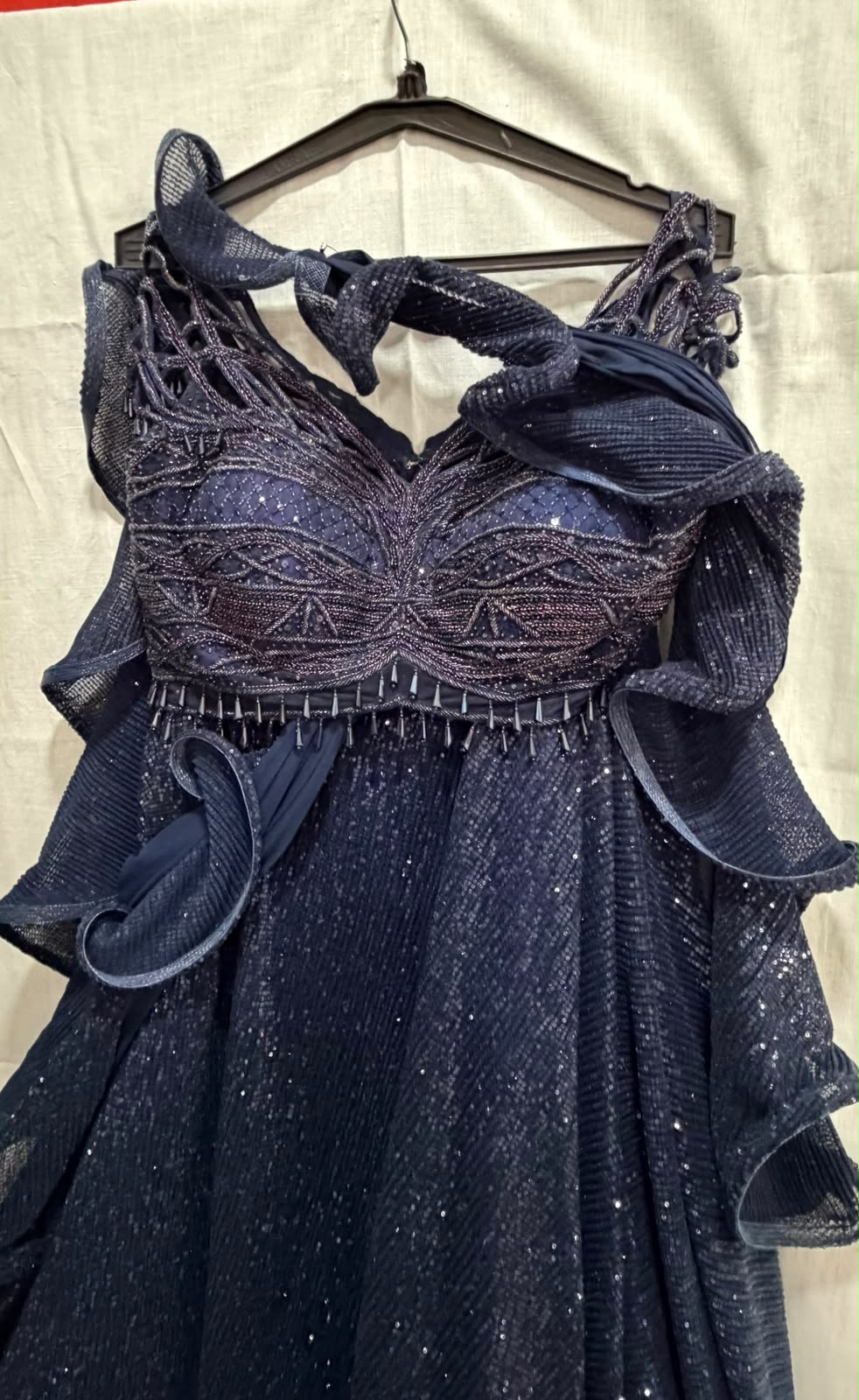 Kamaali Couture Embellished Blue Lehenga Set