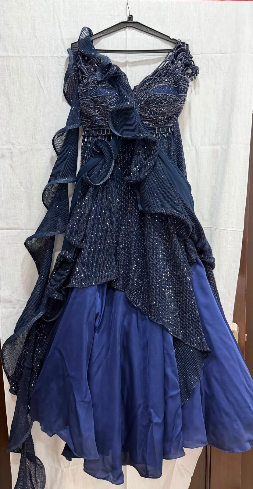Kamaali Couture Embellished Blue Lehenga Set