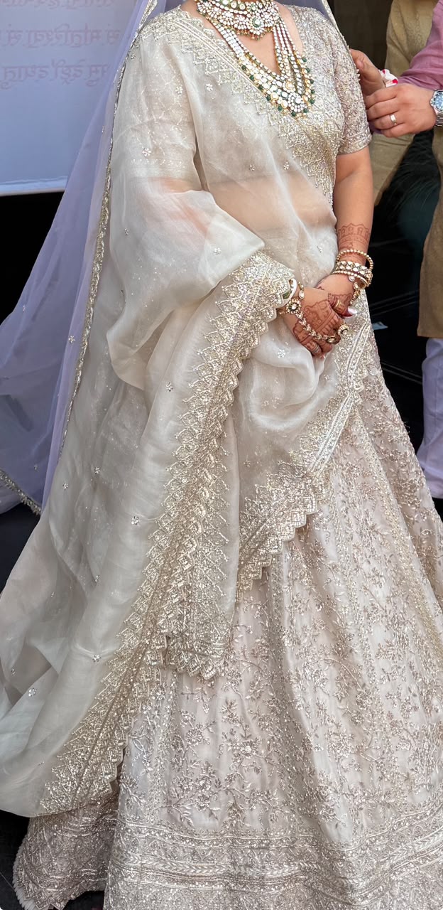 Anushree Reddy Ivory Embellished Bridal Lehenga Set