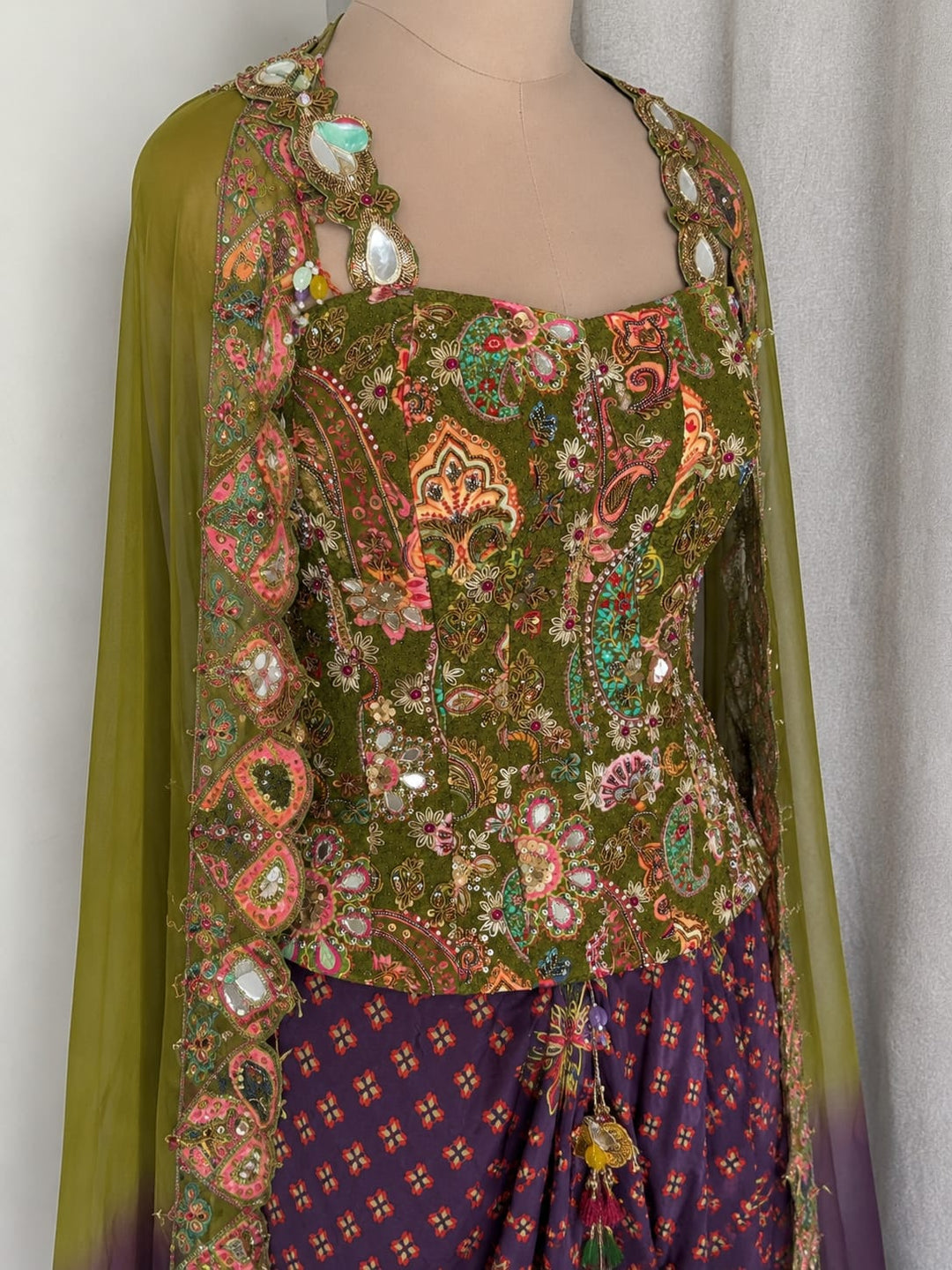 Dhoti Skirt and Corset Cape set