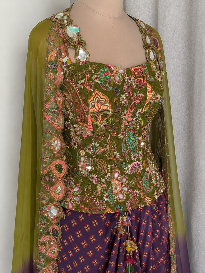 Dhoti Skirt and Corset Cape set