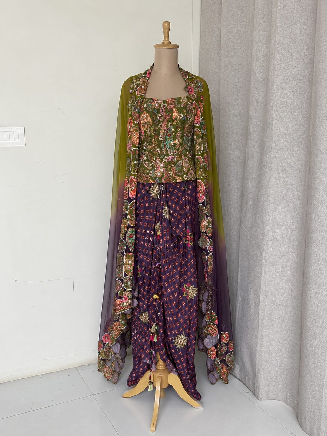 Dhoti Skirt and Corset Cape set