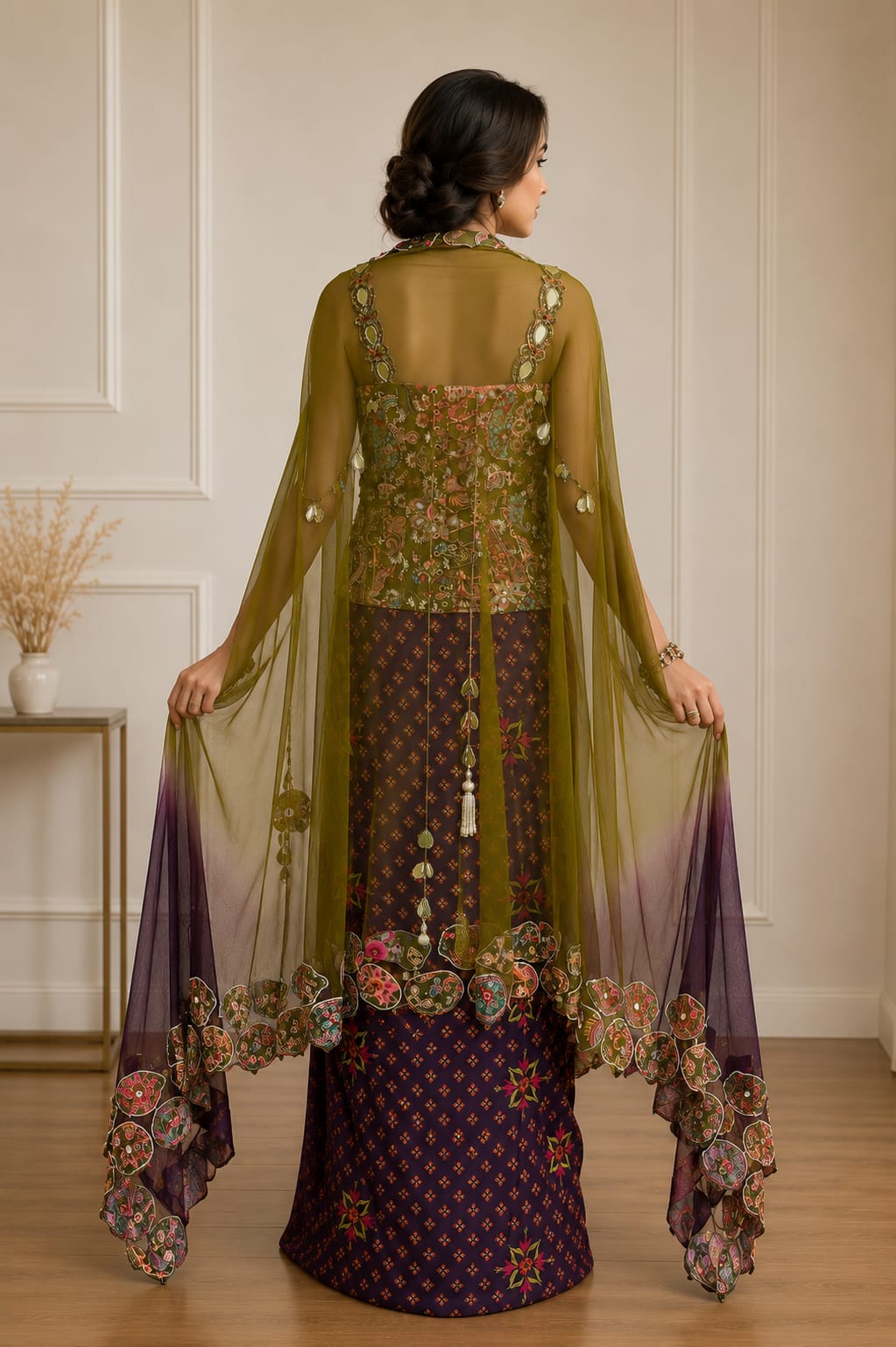 Dhoti Skirt and Corset Cape set