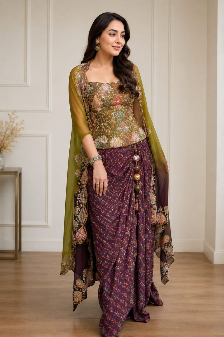 Dhoti Skirt and Corset Cape set