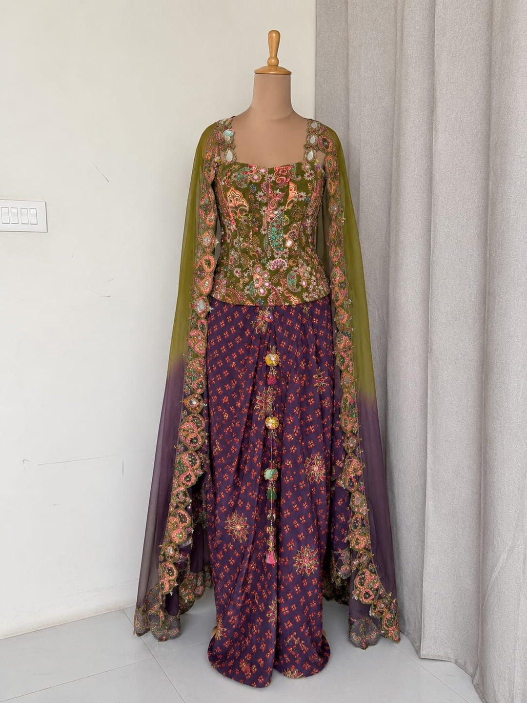 Dhoti Skirt and Corset Cape set