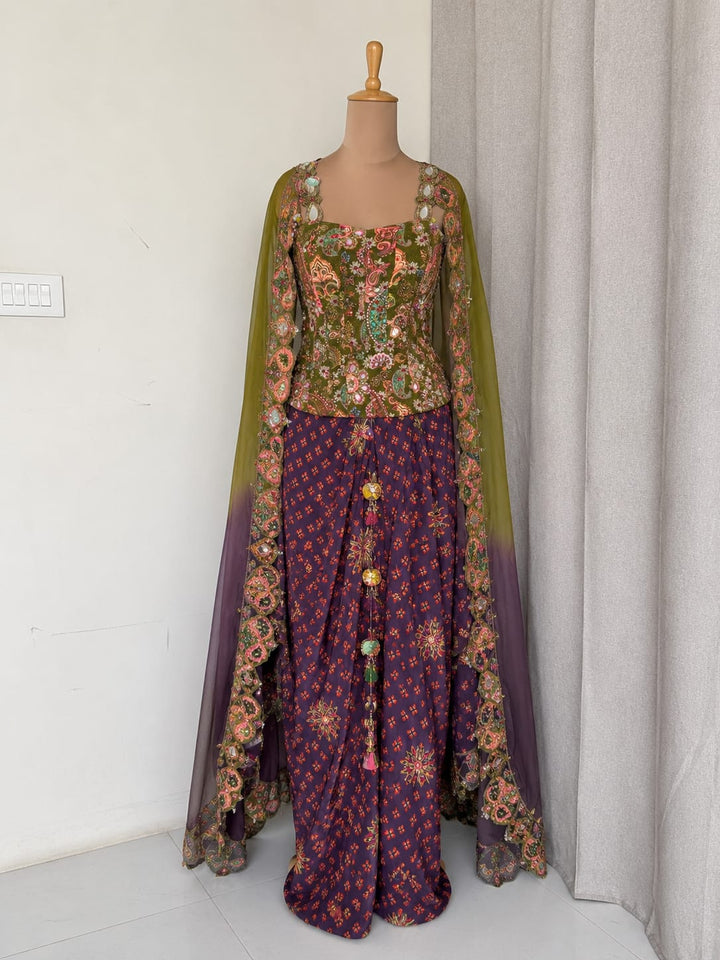 Dhoti Skirt and Corset Cape set