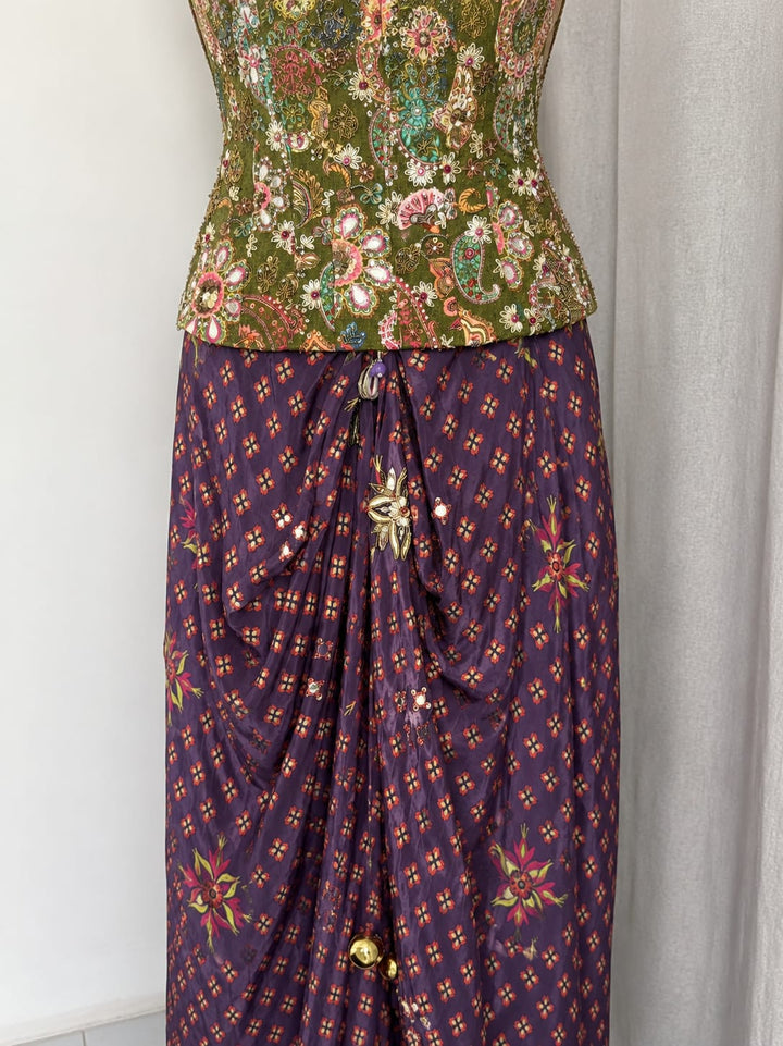 Dhoti Skirt and Corset Cape set