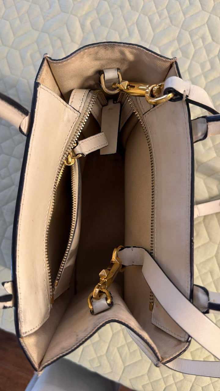 Valentino Off White Leather Small VLogo Walk Tote