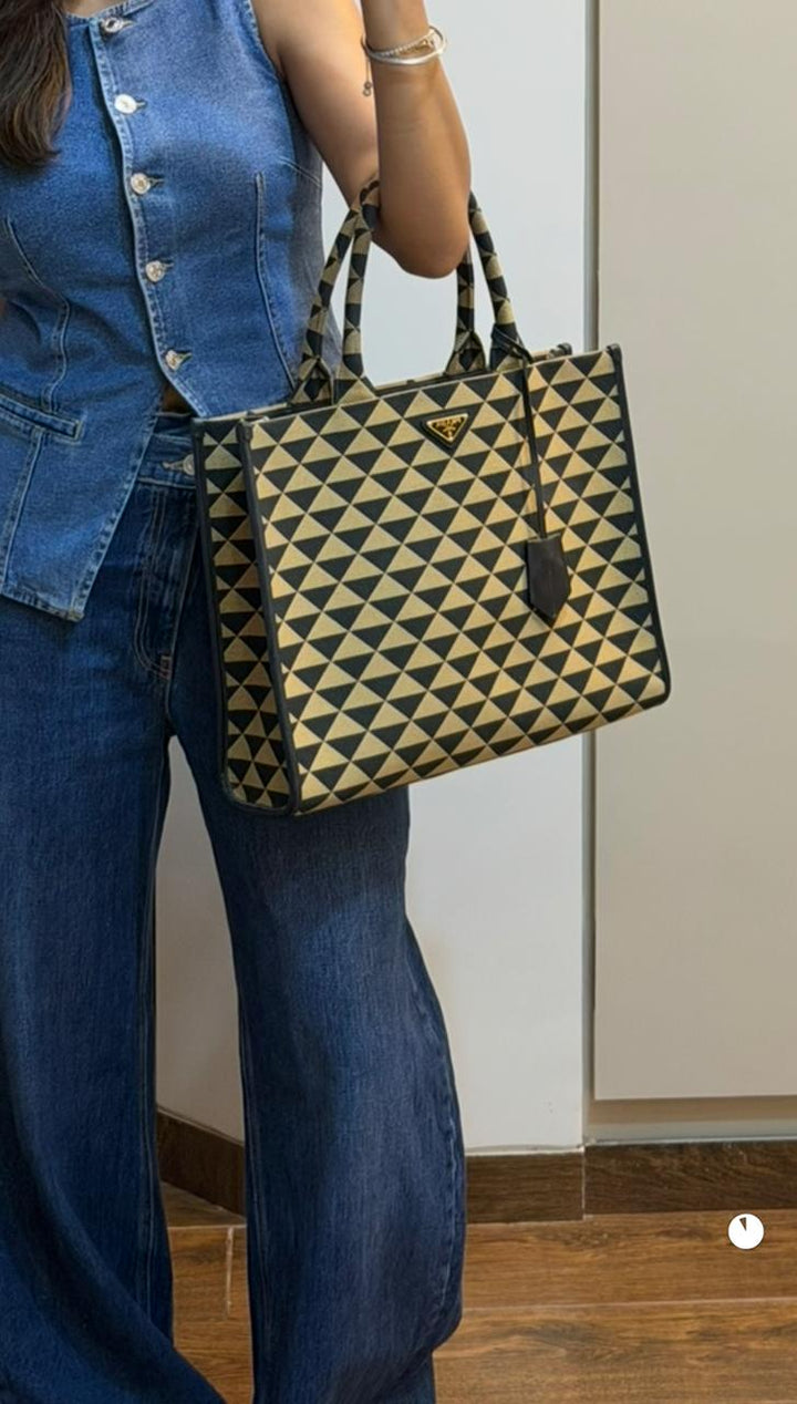 Prada Symbole embroidered tote bag
