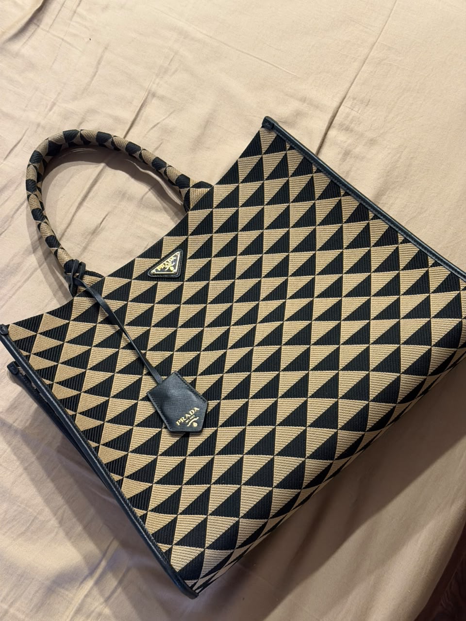 Prada Symbole embroidered tote bag